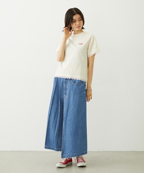 MILKFED.（ミルクフェド）の「LACE S/S TEE（Tシャツ/カットソー・レディース・オフホワイト/ライトピンク/ブラック・ONE SIZE）」の13枚目の写真