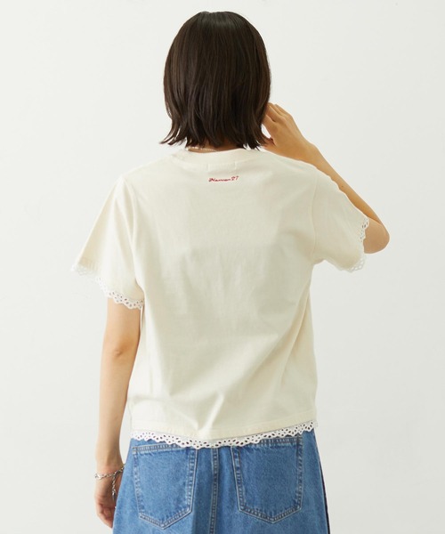 MILKFED.（ミルクフェド）の「LACE S/S TEE（Tシャツ/カットソー・レディース・オフホワイト/ライトピンク/ブラック・ONE SIZE）」の10枚目の写真