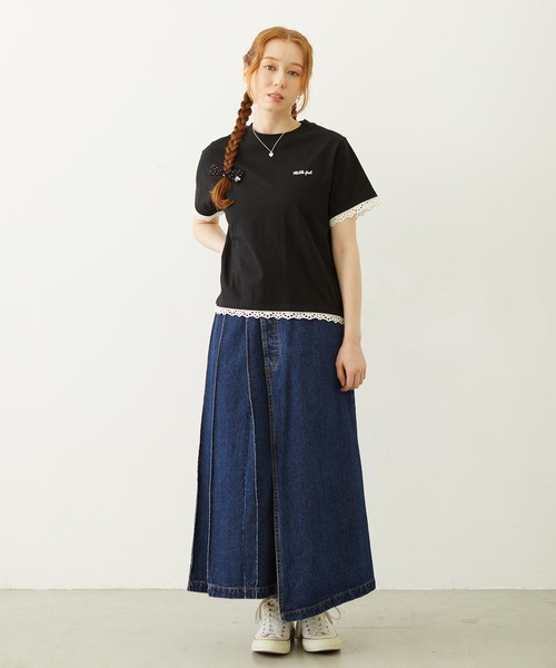 MILKFED.（ミルクフェド）の「LACE S/S TEE（Tシャツ/カットソー・レディース・オフホワイト/ライトピンク/ブラック・ONE SIZE）」の16枚目の写真