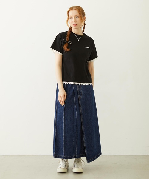 MILKFED.（ミルクフェド）の「LACE S/S TEE（Tシャツ/カットソー・レディース・オフホワイト/ライトピンク/ブラック・ONE SIZE）」の17枚目の写真
