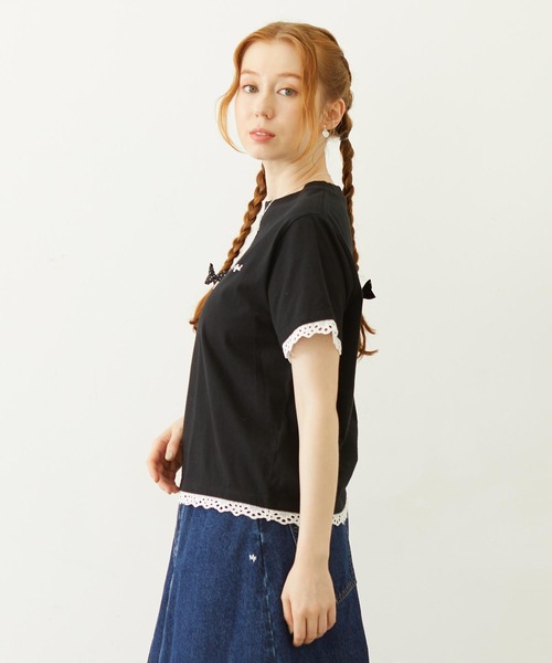 MILKFED.（ミルクフェド）の「LACE S/S TEE（Tシャツ/カットソー・レディース・オフホワイト/ライトピンク/ブラック・ONE SIZE）」の14枚目の写真