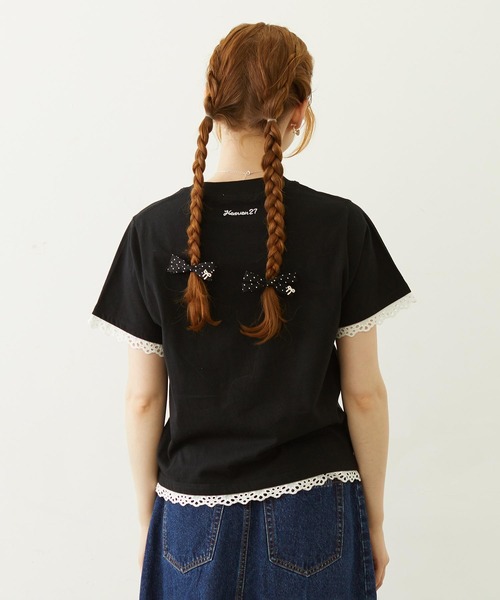 MILKFED.（ミルクフェド）の「LACE S/S TEE（Tシャツ/カットソー・レディース・オフホワイト/ライトピンク/ブラック・ONE SIZE）」の15枚目の写真