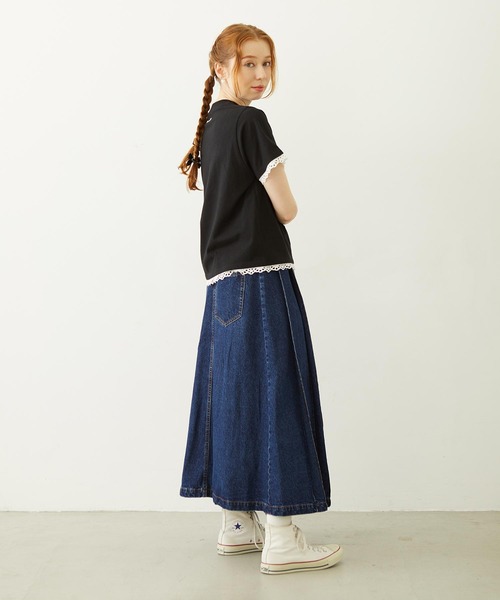MILKFED.（ミルクフェド）の「LACE S/S TEE（Tシャツ/カットソー・レディース・オフホワイト/ライトピンク/ブラック・ONE SIZE）」の18枚目の写真