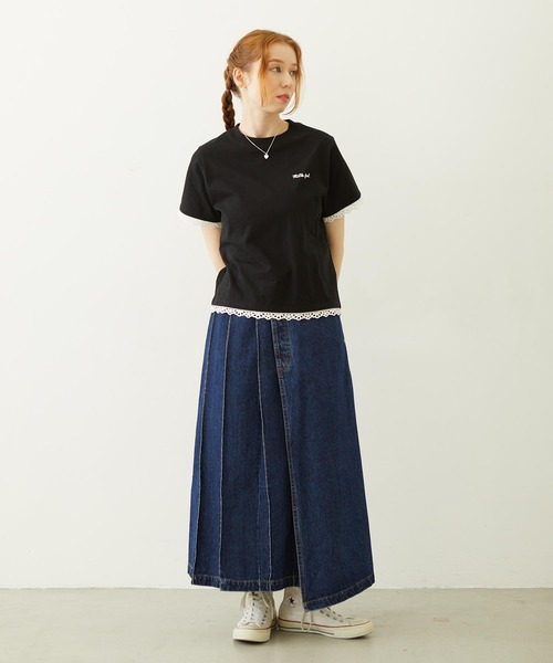 MILKFED.（ミルクフェド）の「LACE S/S TEE（Tシャツ/カットソー・レディース・オフホワイト/ライトピンク/ブラック・ONE SIZE）」の19枚目の写真