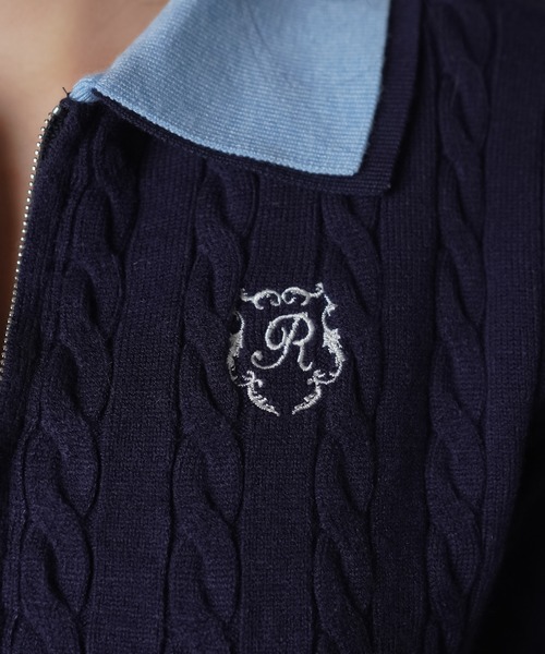 SPINNS（スピンズ）の「襟付き長袖ダブルジップカーディガン/エンブレム刺繍（カーディガン/ボレロ・レディース・アイボリー/ボルドー/ネイビー・ONESIZE）」の11枚目の写真