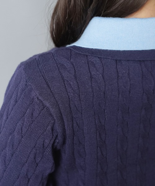 SPINNS（スピンズ）の「襟付き長袖ダブルジップカーディガン/エンブレム刺繍（カーディガン/ボレロ・レディース・アイボリー/ボルドー/ネイビー・ONESIZE）」の13枚目の写真