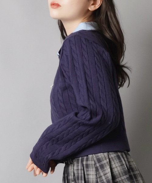 SPINNS（スピンズ）の「襟付き長袖ダブルジップカーディガン/エンブレム刺繍（カーディガン/ボレロ・レディース・アイボリー/ボルドー/ネイビー・ONESIZE）」の8枚目の写真