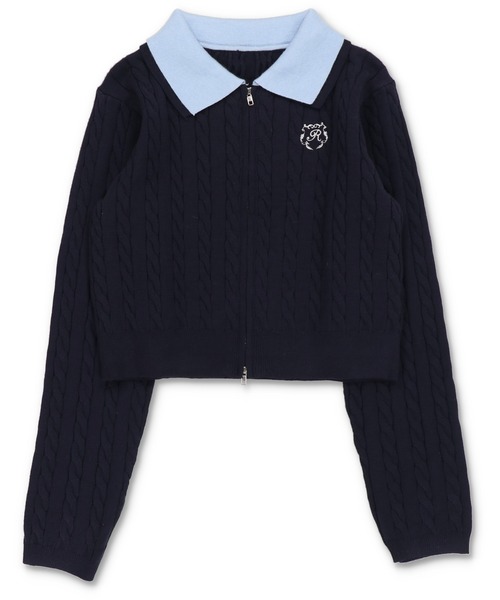 SPINNS（スピンズ）の「襟付き長袖ダブルジップカーディガン/エンブレム刺繍（カーディガン/ボレロ・レディース・アイボリー/ボルドー/ネイビー・ONESIZE）」の21枚目の写真