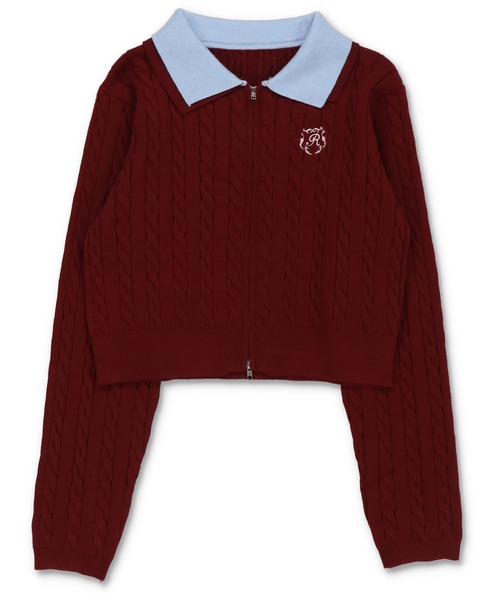 SPINNS（スピンズ）の「襟付き長袖ダブルジップカーディガン/エンブレム刺繍（カーディガン/ボレロ・レディース・アイボリー/ボルドー/ネイビー・ONESIZE）」の22枚目の写真
