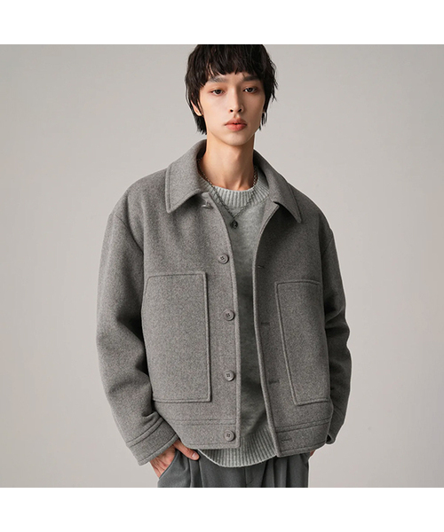 Fore Wool Collar Handmade Jacket GREY