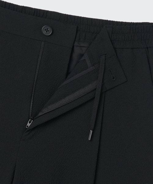 MUSINSA STANDARD（ムシンサスタンダード）の「シアサッカー ワンタック ワイドバンディングショーツ [ブラック]（その他パンツ・メンズ・その他・38/40/42/26/28/30/32/34/36）」の3枚目の写真