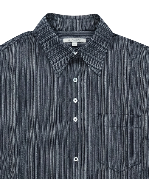 SLOWACID（スローアシッド）の「ストライプボタンシャツ [ネイビー]（シャツ/ブラウス・レディース・その他・LARGE/SMALL/MEDIUM）」の7枚目の写真