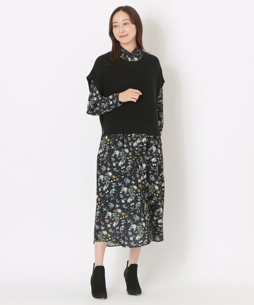 S.ESSENTIALS（エスエッセンシャルズ）の「【HAIBARA】プリントワンピース（ワンピース・レディース・ベージュ/ブラック・36/38）」の4枚目の写真