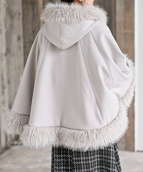 フード付きフェイクファーコート（ポンチョ）｜rps（アールピーエス