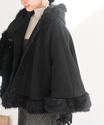 フード付きフェイクファーコート
