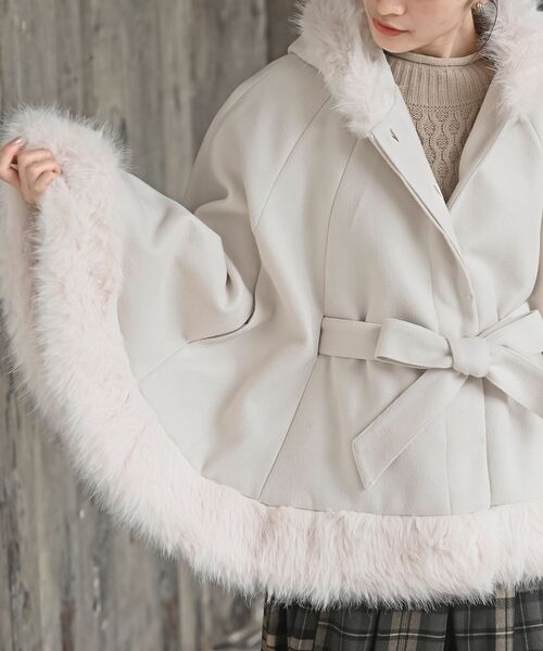 フード付きフェイクファーコート（ポンチョ）｜rps（アールピーエス