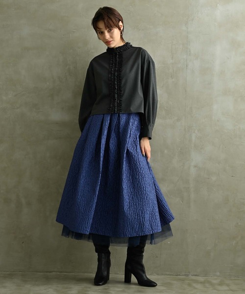 RAW FUDGE（ローファッジ）の「フリルラインブラウス（シャツ/ブラウス・レディース・ブラック/チャコールグレー・M）」の5枚目の写真