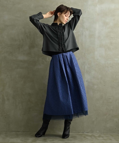 RAW FUDGE（ローファッジ）の「フリルラインブラウス（シャツ/ブラウス・レディース・ブラック/チャコールグレー・M）」の6枚目の写真