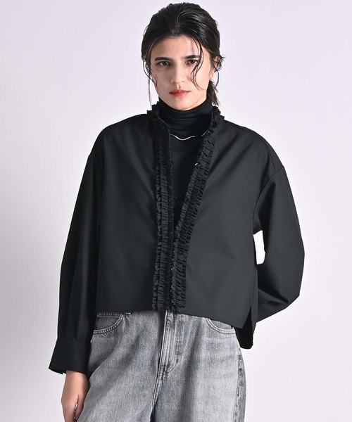 RAW FUDGE（ローファッジ）の「フリルラインブラウス（シャツ/ブラウス・レディース・ブラック/チャコールグレー・M）」の9枚目の写真