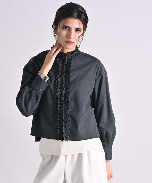 RAW FUDGE（ローファッジ）の「フリルラインブラウス（シャツ/ブラウス・レディース・ブラック/チャコールグレー・M）」の13枚目の写真