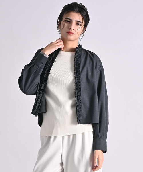 RAW FUDGE（ローファッジ）の「フリルラインブラウス（シャツ/ブラウス・レディース・ブラック/チャコールグレー・M）」の16枚目の写真