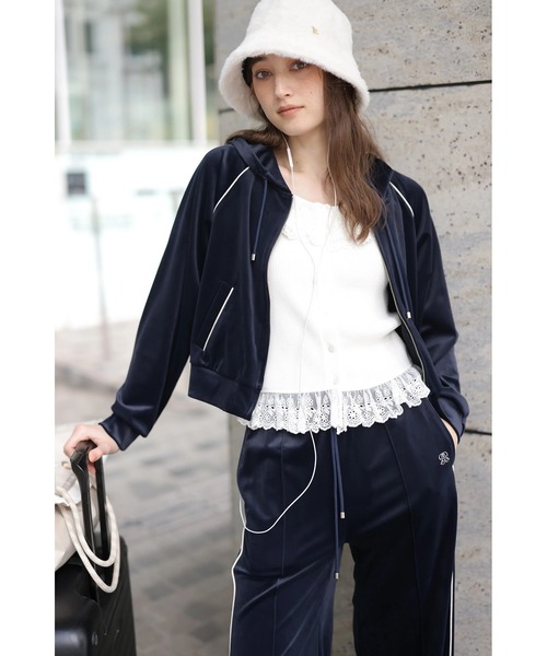 Rirandture(リランドチュール)の「クロップドラインフーディー(Tシャツ/カットソー・レディース・ネイビー・1/2)」の12枚目の写真