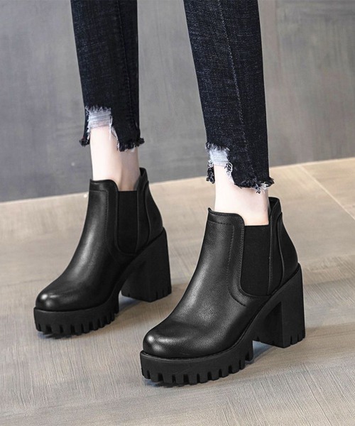 ✨美品✨ TOD'Z サイドゴアブーツチャンキーヒールブラックレザー23.5 セール】サイドゴアブーツチャンキーヒールブーティ（ブーツ