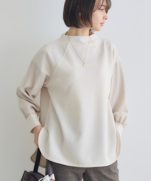 KATHARINE ROSS（キャサリンロス）の「【KATHARINE ROSS】モックネックダンボールプルオーバー（Tシャツ/カットソー・レディース・チャコールグレー/ベージュ・MEDIUM）」の2枚目の写真