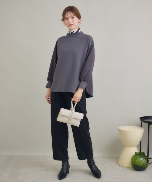 KATHARINE ROSS（キャサリンロス）の「【KATHARINE ROSS】モックネックダンボールプルオーバー（Tシャツ/カットソー・レディース・チャコールグレー/ベージュ・MEDIUM）」の3枚目の写真