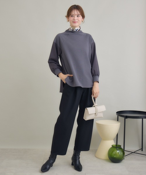 KATHARINE ROSS（キャサリンロス）の「【KATHARINE ROSS】モックネックダンボールプルオーバー（Tシャツ/カットソー・レディース・チャコールグレー/ベージュ・MEDIUM）」の4枚目の写真