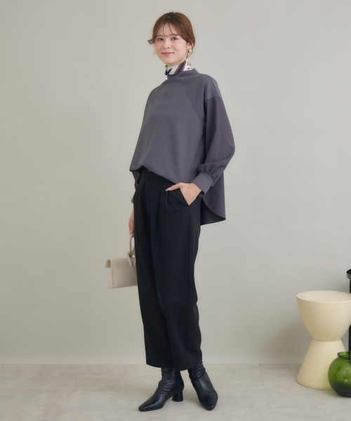 KATHARINE ROSS（キャサリンロス）の「【KATHARINE ROSS】モックネックダンボールプルオーバー（Tシャツ/カットソー・レディース・チャコールグレー/ベージュ・MEDIUM）」の5枚目の写真