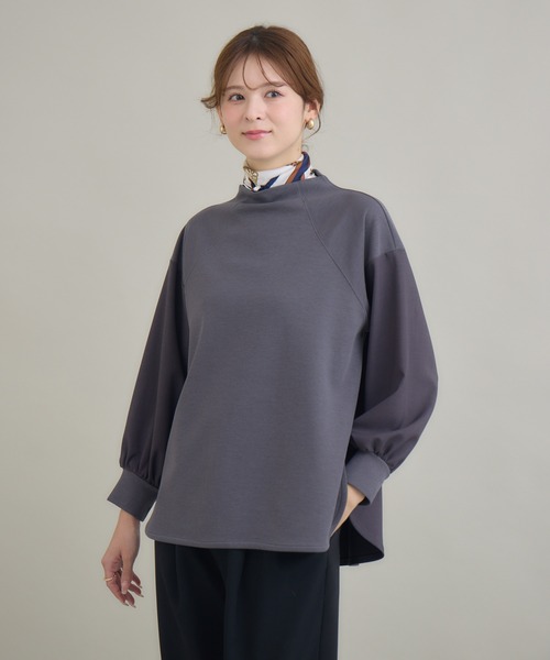 KATHARINE ROSS（キャサリンロス）の「【KATHARINE ROSS】モックネックダンボールプルオーバー（Tシャツ/カットソー・レディース・チャコールグレー/ベージュ・MEDIUM）」の6枚目の写真