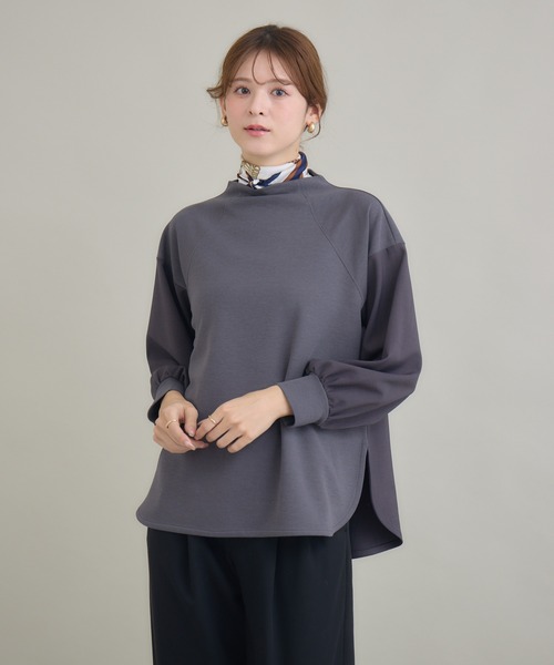 KATHARINE ROSS（キャサリンロス）の「【KATHARINE ROSS】モックネックダンボールプルオーバー（Tシャツ/カットソー・レディース・チャコールグレー/ベージュ・MEDIUM）」の7枚目の写真