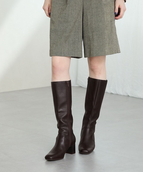 ORiental TRaffic（オリエンタルトラフィック）の「【 美脚 】 スクエアトゥ チャンキー ヒール ロングブーツ /51501 太め（ブーツ・レディース・ブラック/ブラウン・S/M/L/LL/SS/3L）」の14枚目の写真