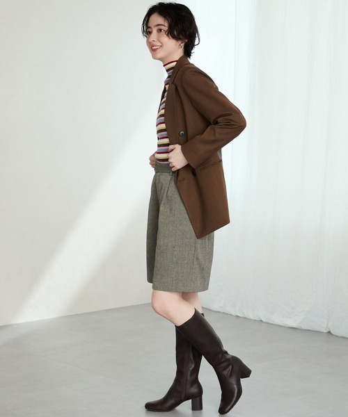 ORiental TRaffic（オリエンタルトラフィック）の「【 美脚 】 スクエアトゥ チャンキー ヒール ロングブーツ /51501 太め（ブーツ・レディース・ブラック/ブラウン・S/M/L/LL/SS/3L）」の20枚目の写真