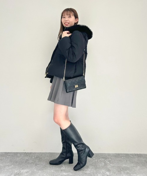 ORiental TRaffic（オリエンタルトラフィック）の「【 美脚 】 スクエアトゥ チャンキー ヒール ロングブーツ /51501 太め（ブーツ・レディース・ブラック/ブラウン・S/M/L/LL/SS/3L）」の8枚目の写真