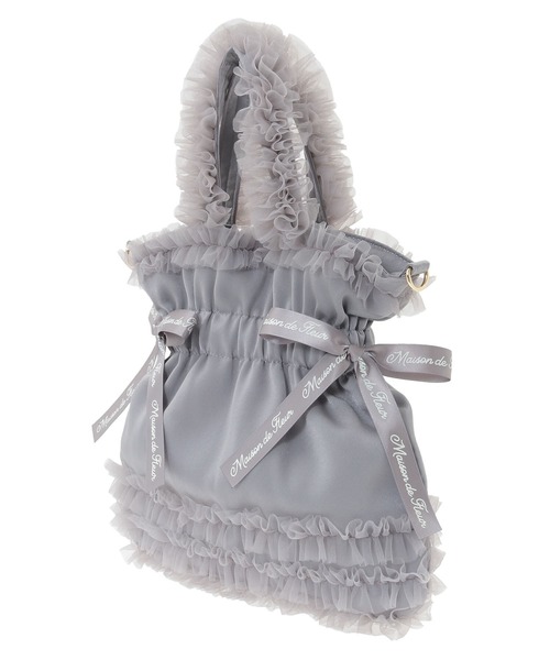 Maison de FLEUR（メゾンドフルール）の「チュールフリルダブルリボン2Wayトート（トートバッグ・レディース・ブラック/グレー/ピンク・FREE）」の9枚目の写真