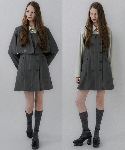 新品タグ付き HARE プリーツミニキャミワンピース HARE（ハレ）の「2Pストライプジャケット＊ミニキャミワンピース(HARE