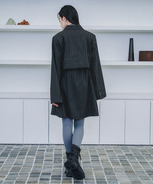 web限定品✨️未使用級✨️HARE 2Pショートジャケット セット ベスト 異素材 セール】2Pメランジショートジャケット＊スカパン(HARE)（セットアップ