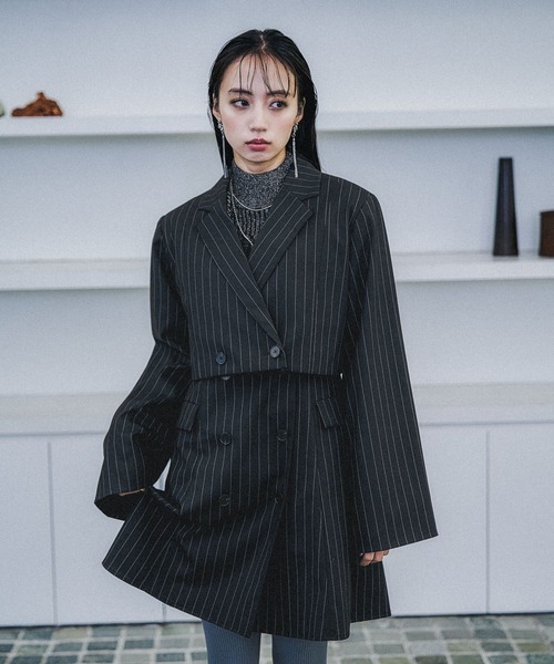 セール】2Pストライプジャケット＊ミニキャミワンピース(HARE