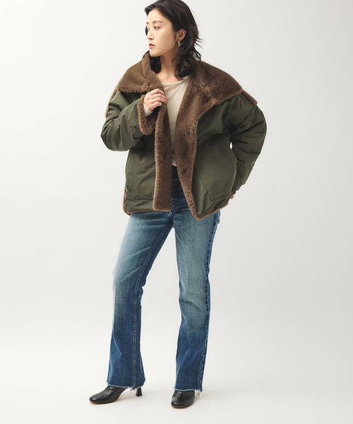 collection PRIVEE?(コレクションプリヴェ)の「【COLLECTION PRIVEE?】 WOMAN ECO-FUR JACKET:ジャケット(その他アウター・レディース・カーキ・42)」の2枚目の写真