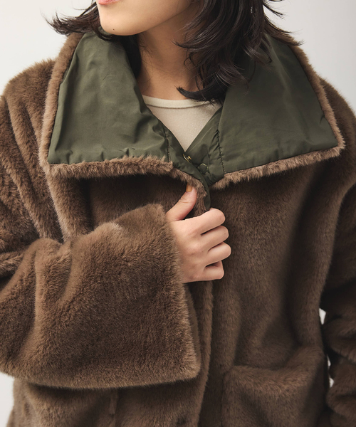 collection PRIVEE?(コレクションプリヴェ)の「【COLLECTION PRIVEE?】 WOMAN ECO-FUR JACKET:ジャケット(その他アウター・レディース・カーキ・42)」の6枚目の写真