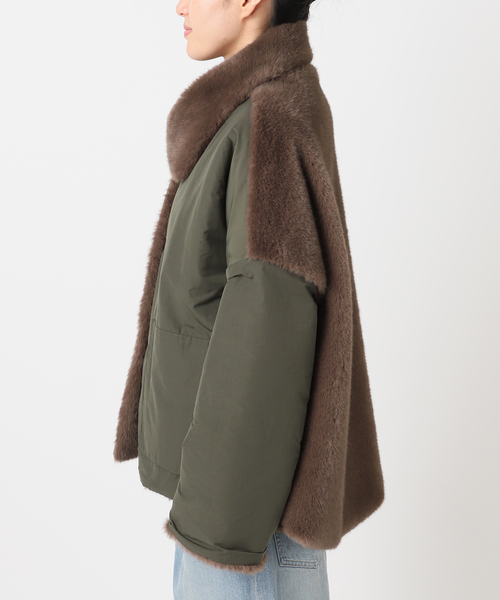 collection PRIVEE?(コレクションプリヴェ)の「【COLLECTION PRIVEE?】 WOMAN ECO-FUR JACKET:ジャケット(その他アウター・レディース・カーキ・42)」の8枚目の写真
