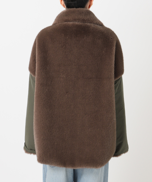 collection PRIVEE?(コレクションプリヴェ)の「【COLLECTION PRIVEE?】 WOMAN ECO-FUR JACKET:ジャケット(その他アウター・レディース・カーキ・42)」の9枚目の写真