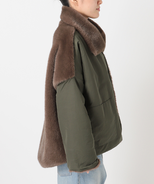 collection PRIVEE?(コレクションプリヴェ)の「【COLLECTION PRIVEE?】 WOMAN ECO-FUR JACKET:ジャケット(その他アウター・レディース・カーキ・42)」の10枚目の写真