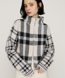 SLY（スライ）の「JQ KNIT FRONT ZIP C/D ジャガードニット フロントジップ カーディガン 秋服 冬服（カーディガン/ボレロ・レディース）」