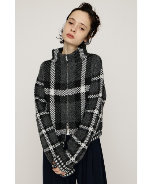 セール】JQ KNIT FRONT ZIP C/D ジャガードニット フロントジップ