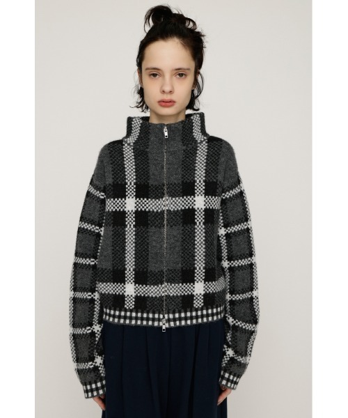 セール】JQ KNIT FRONT ZIP C/D ジャガードニット フロントジップ