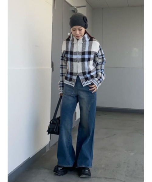 セール】JQ KNIT FRONT ZIP C/D ジャガードニット フロントジップ