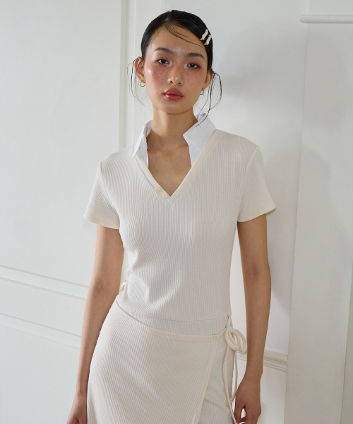 SALON DE YOHN(サロンドヨーン)の「Shirt Detail Long Wrap Dress_ Ivory(ワンピース・レディース・その他・MEDIUM/SMALL)」の2枚目の写真